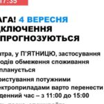 4 вересня в Україні не прогнозують відключень електроенергії